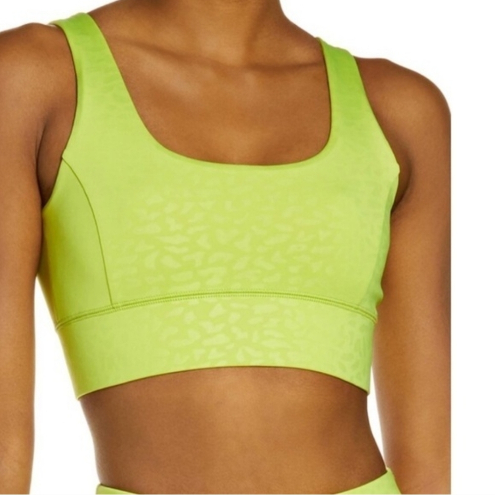 IVL Collective Sports Bra Neon Yellow Jacquard Print Size 6